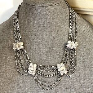 NWOT Vintage style rhinestone multi chain necklace